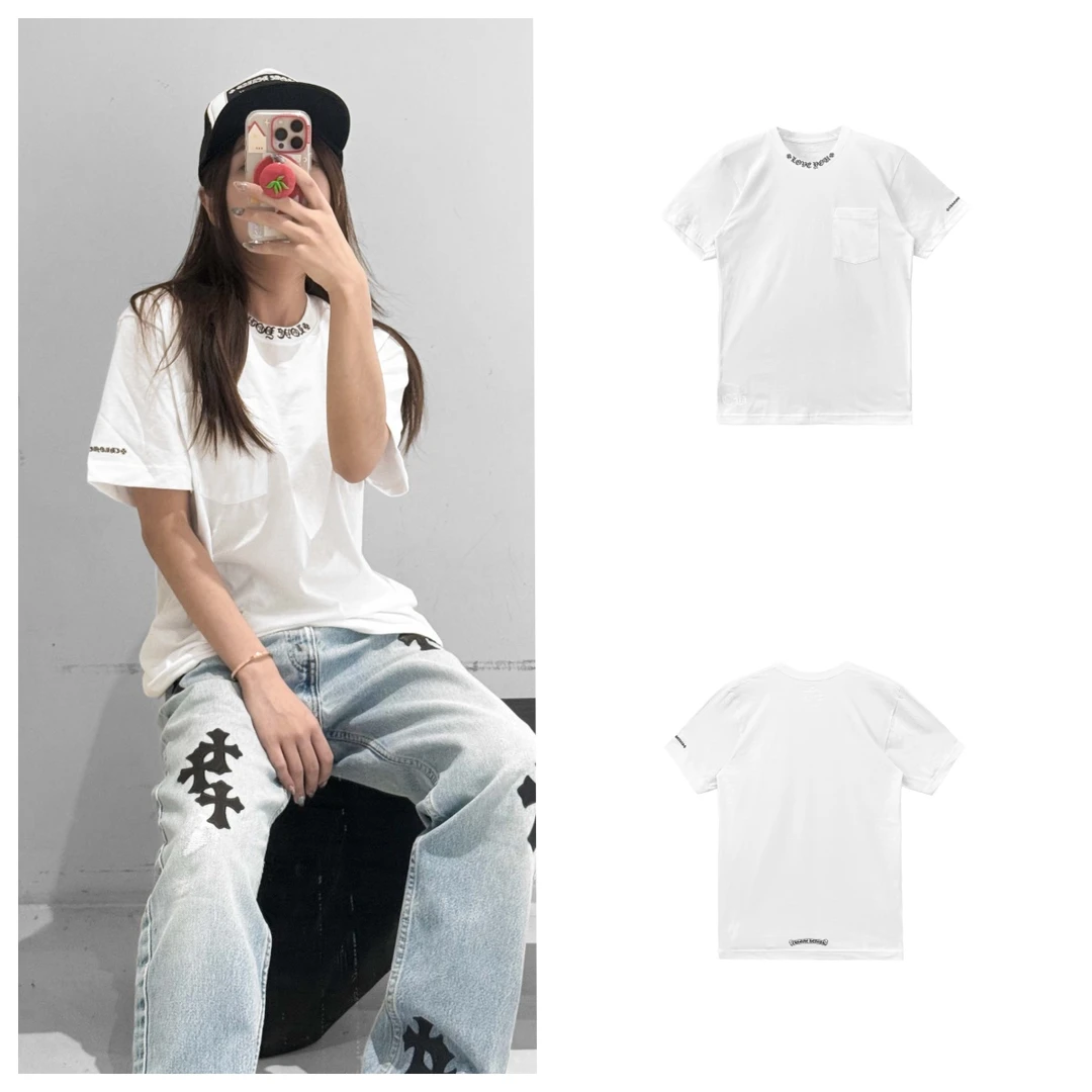 Chrome Hearts/克罗心LOVE YOU字母领短袖白色