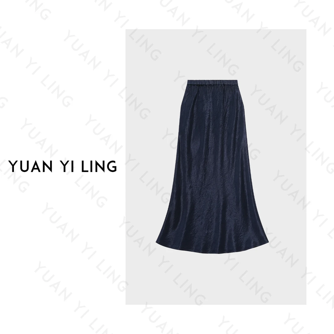 袁艺灵【空气裙】25春重磅100%醋酸光泽褶皱肌理缎面女装鱼尾半身裙