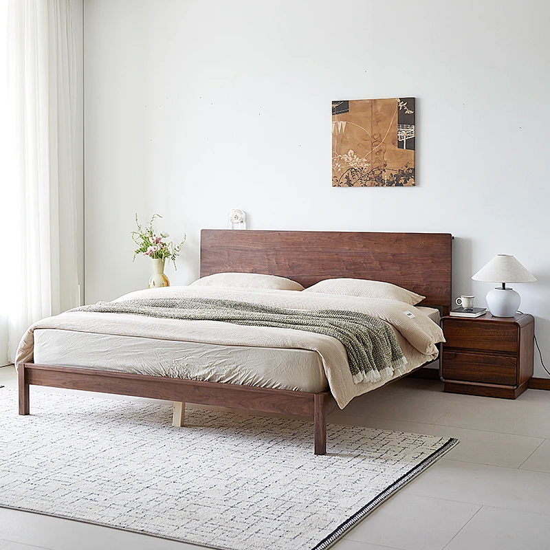 北美黑胡桃木双人床