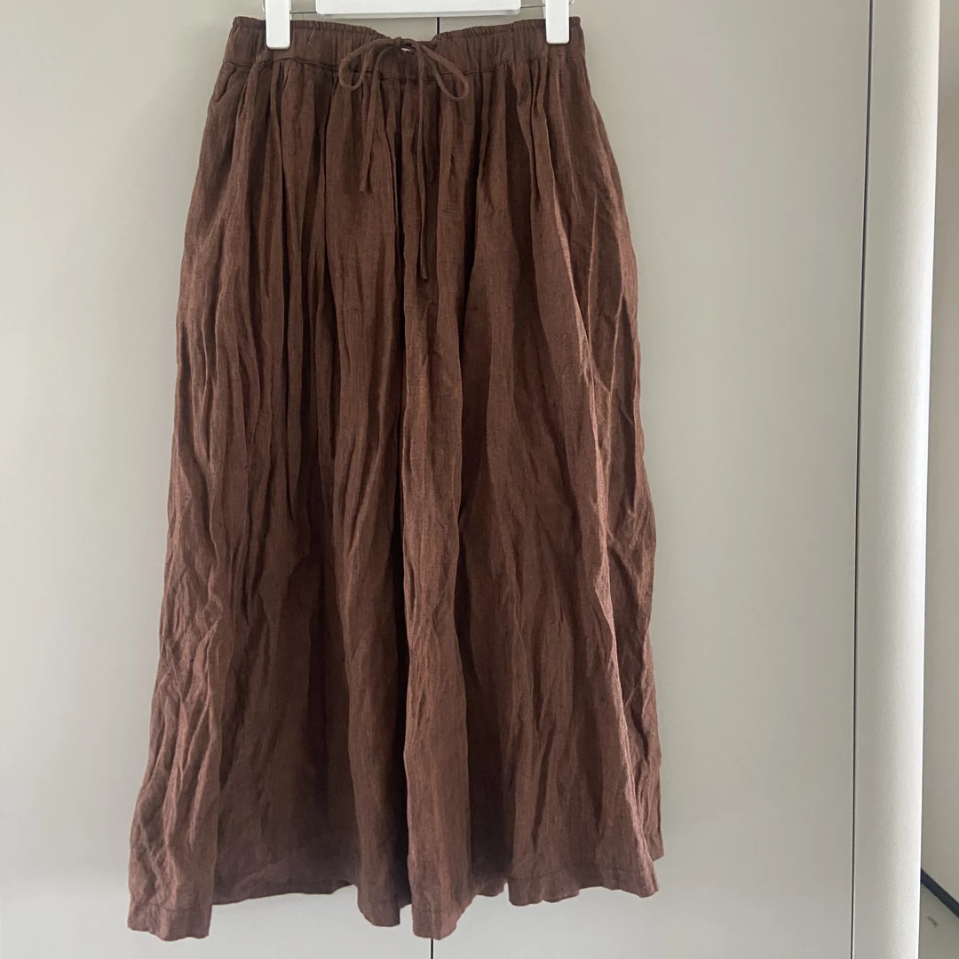 秋冬季新款色织亚麻5302双层时尚百搭半裙