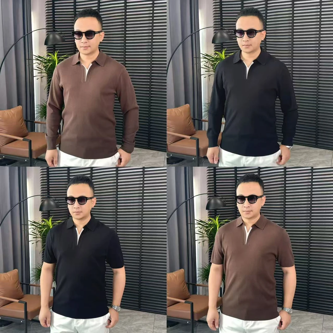 张先生欧货•823秋冬男士时尚休闲弹力百搭翻领针织衫