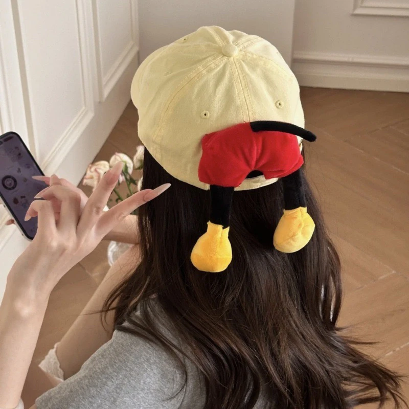 新款米奇屁屁棒球帽糖果色少女感大帽檐大头帽子遮阳帽