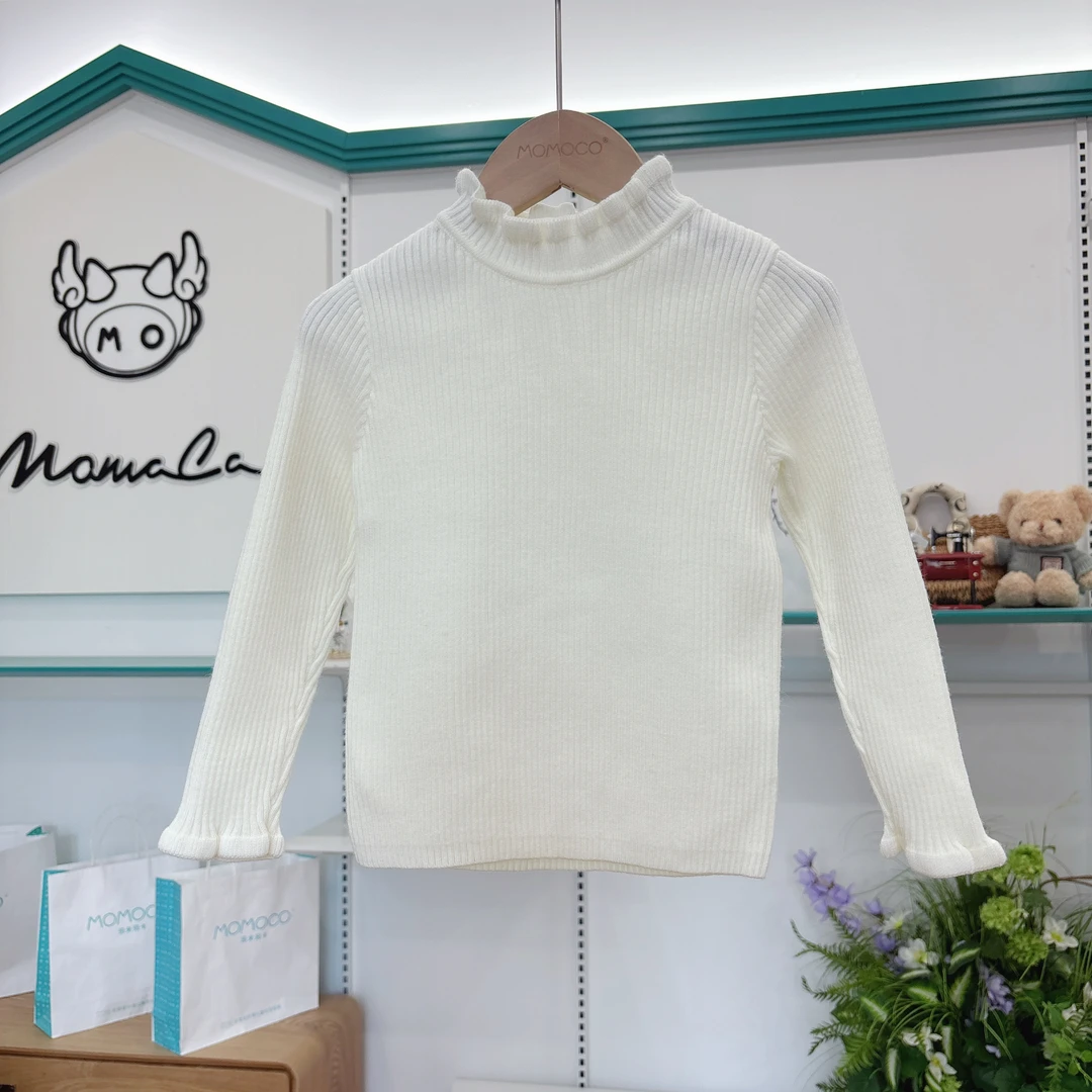 MOMOCO冬季女童2025新款时尚洋气百搭套头毛衣保暖高织针织杉
