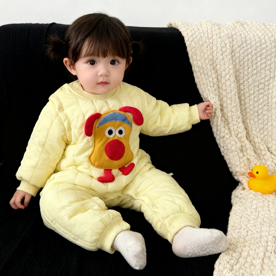 婴儿棉服连体衣秋冬季宝宝儿童加厚保暖哈衣爬服