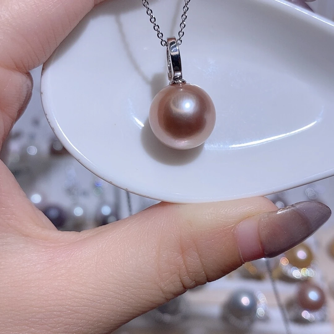 淡水珍珠银S925镶嵌吊坠(赠链)w