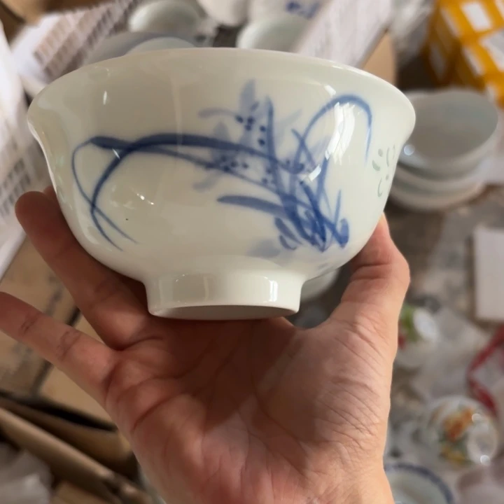 青瓷景德镇陶瓷米饭碗两只微瑕
