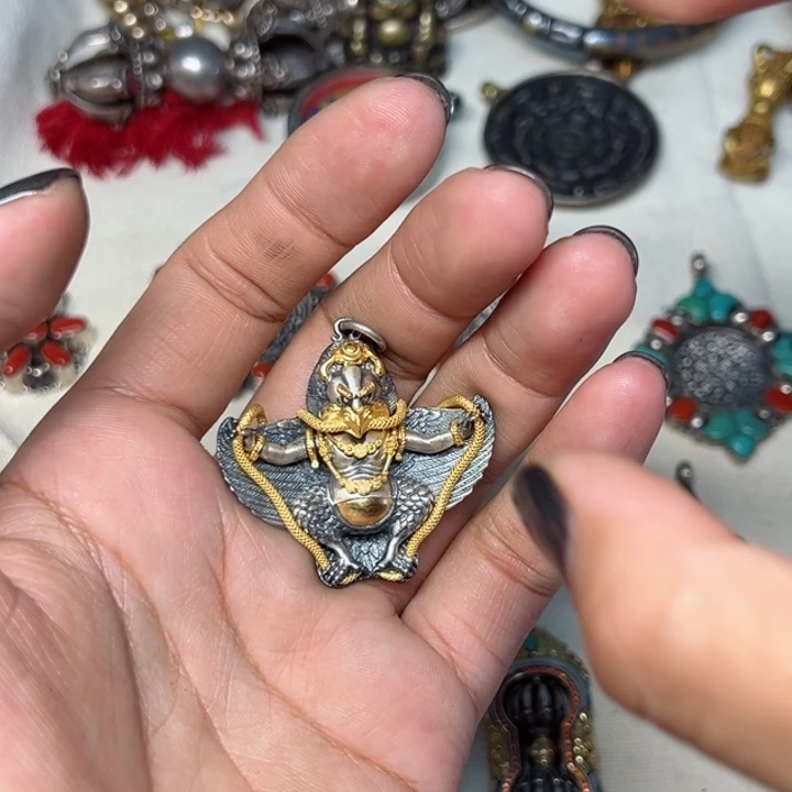 十字绣渺***拳铜星月菩提吊坠项链