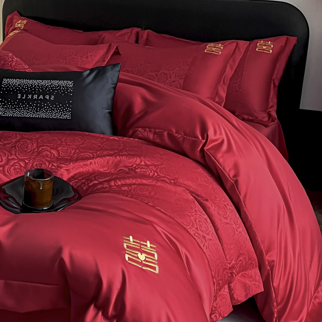 高档结婚四件套2025新款喜被大红色床单被套婚庆床上用品婚嫁婚房