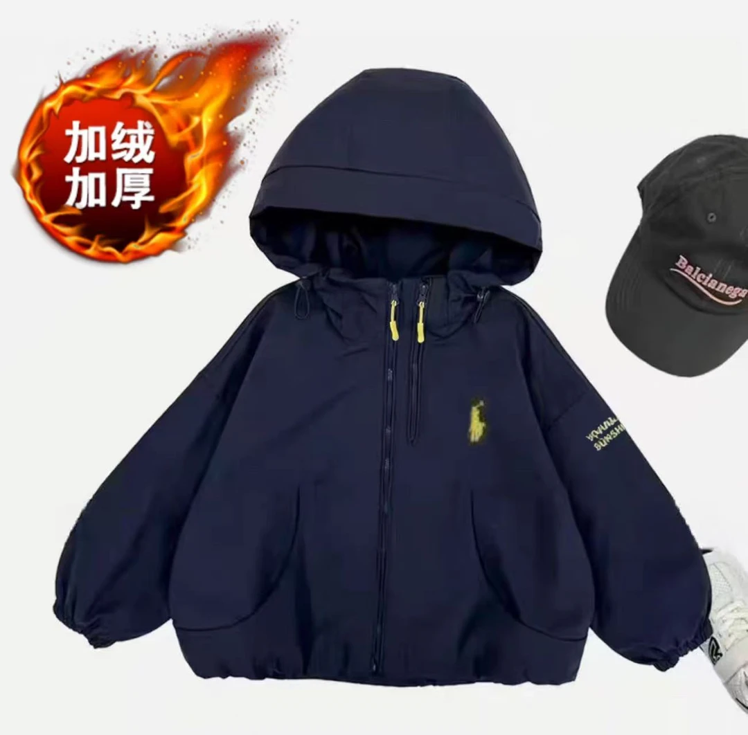 【小晓陳】男女童韩版冲锋衣秋冬季新款儿童宝宝洋气连帽加绒冲锋衣