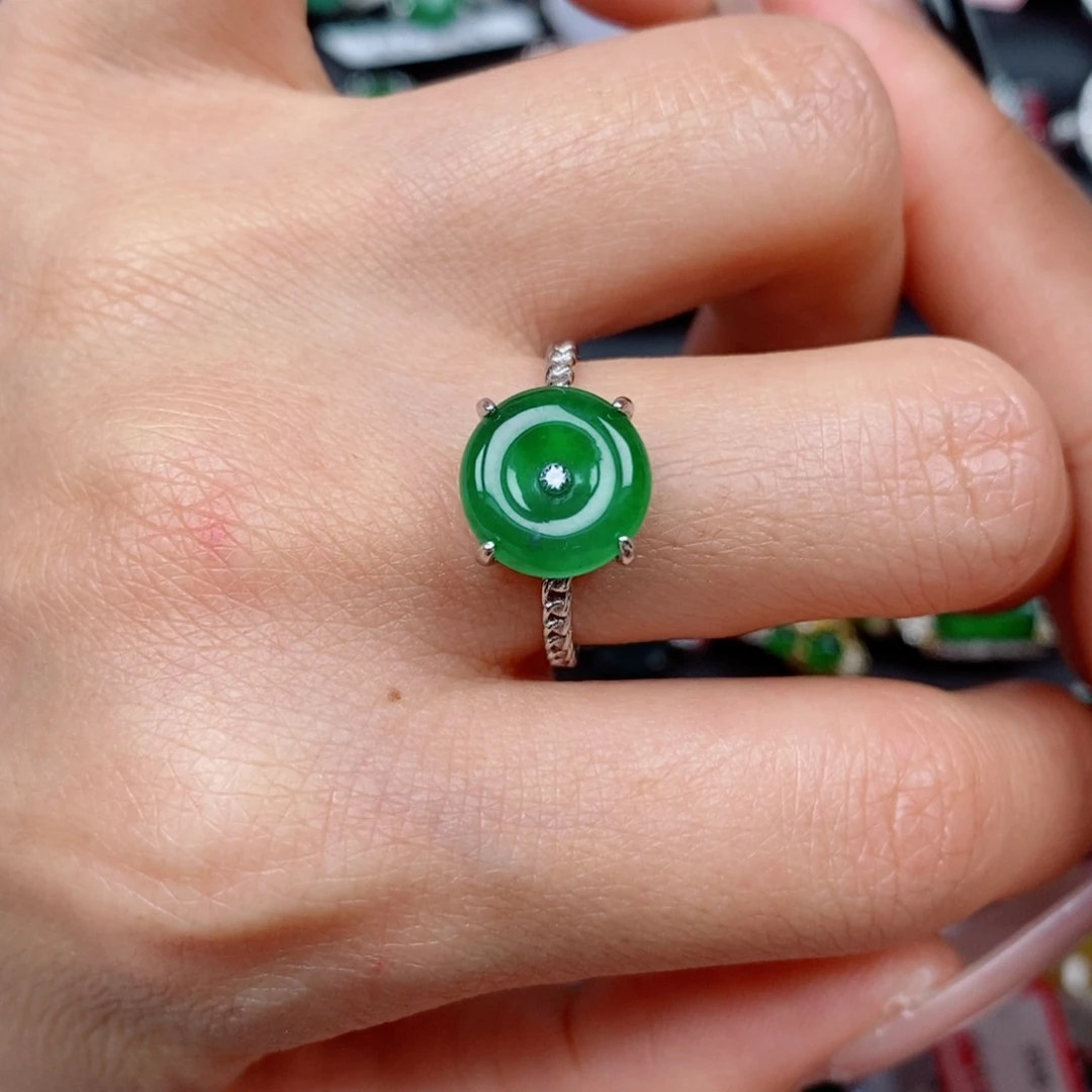 翡翠戒指银S925镶嵌戒指