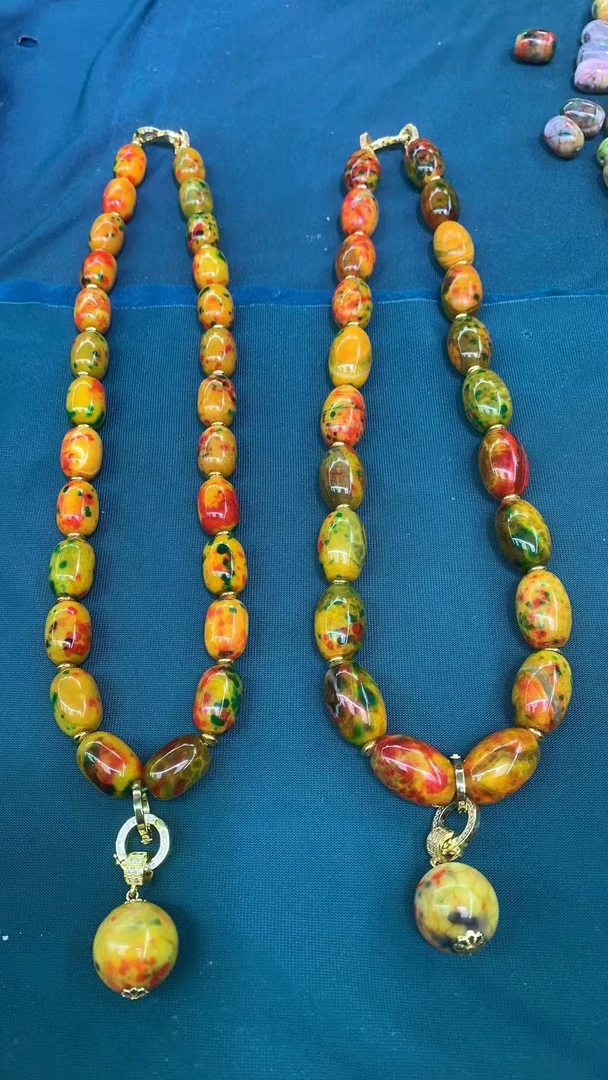 S7163【任会长珠宝】七彩明珠龙胆草玛瑙项链-多样性发货只发一件