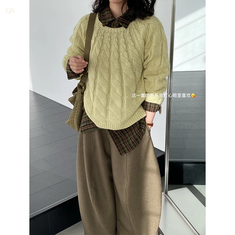 韩系穿搭针织开衫女秋冬季新款毛衣外套宽松慵懒风上衣