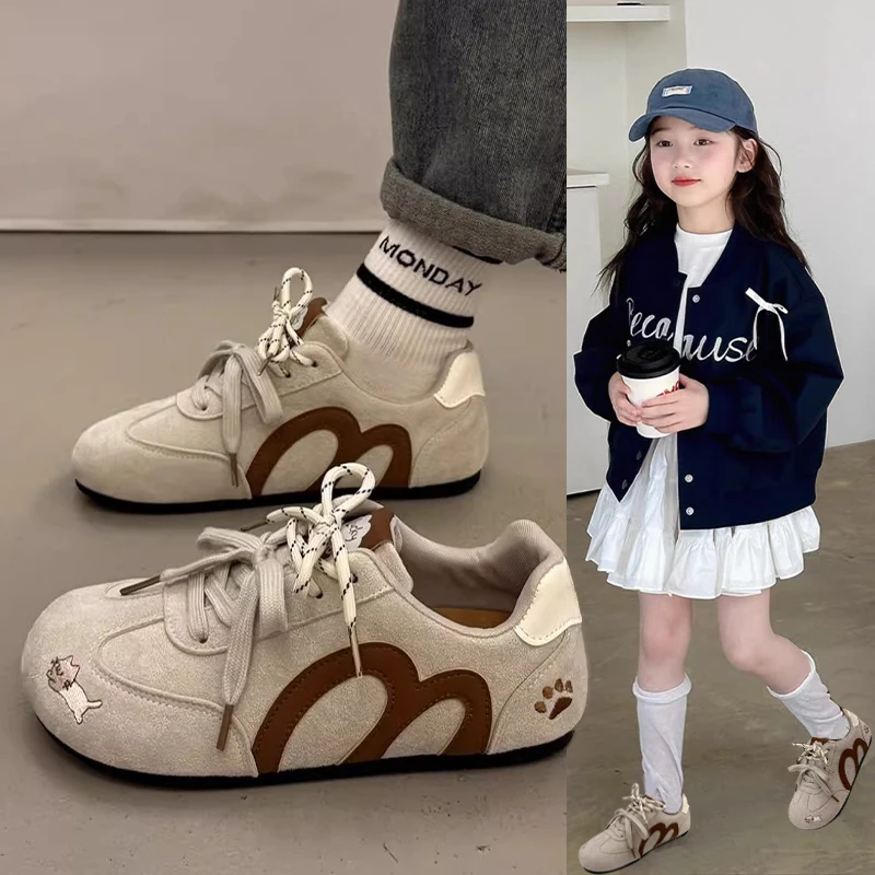 女孩德训阿甘鞋2025春秋新款板鞋轻便休闲运动面包鞋6-12儿童鞋子