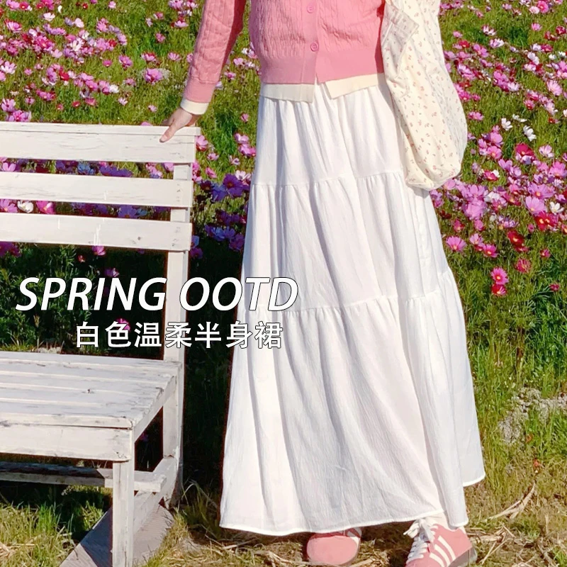 白色裙子半身裙女春夏蛋糕裙2025新款今年流行的爆款伞裙仙女长裙