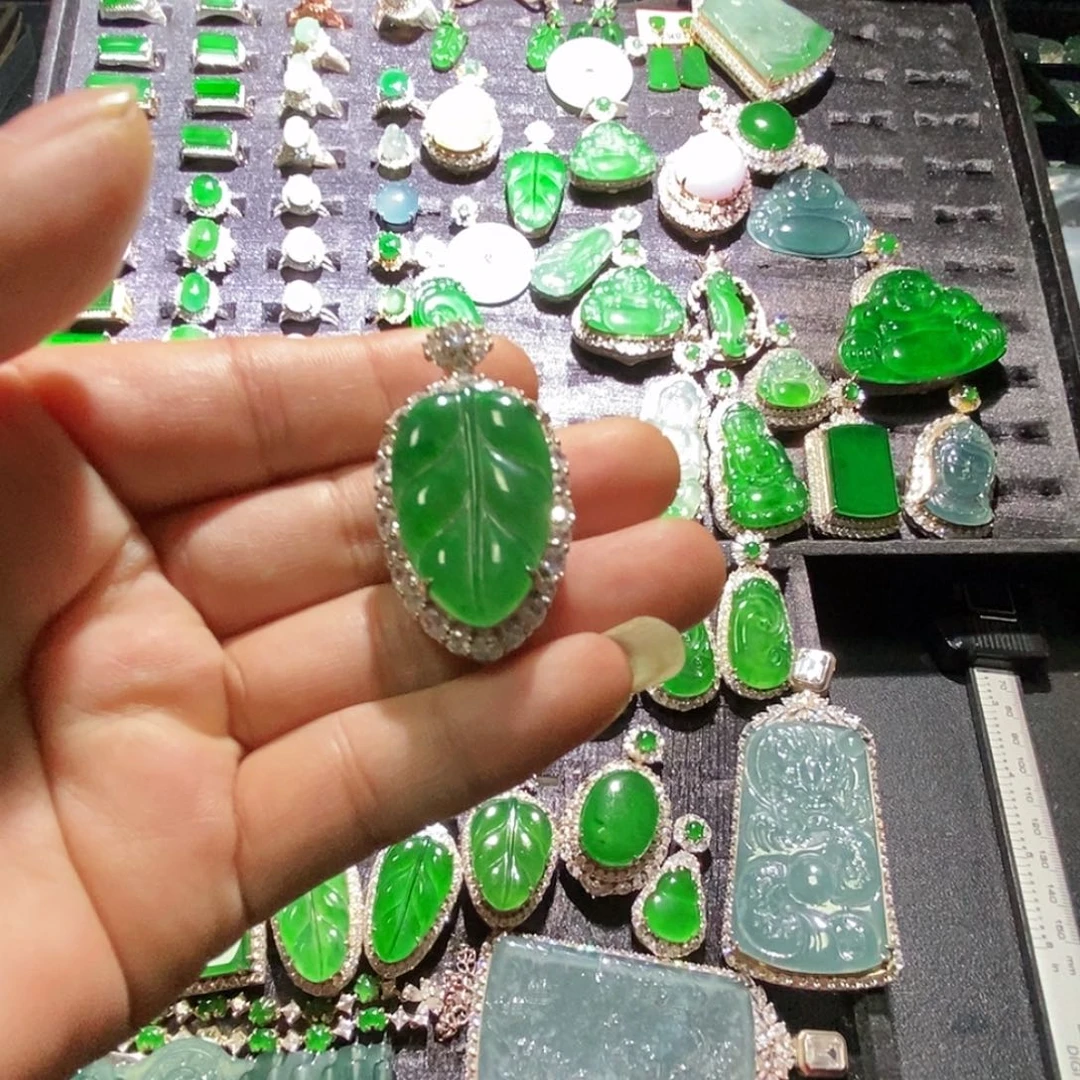 翡翠银S925镶嵌吊坠(赠链)A货翡翠15