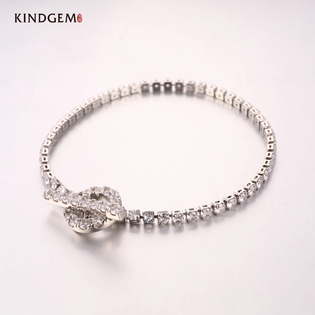 铜合金锆石手链 银色个性精致镶嵌手链（17cm）C-29800