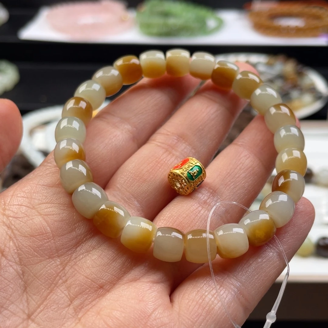 和田玉手串未镶嵌晴*7