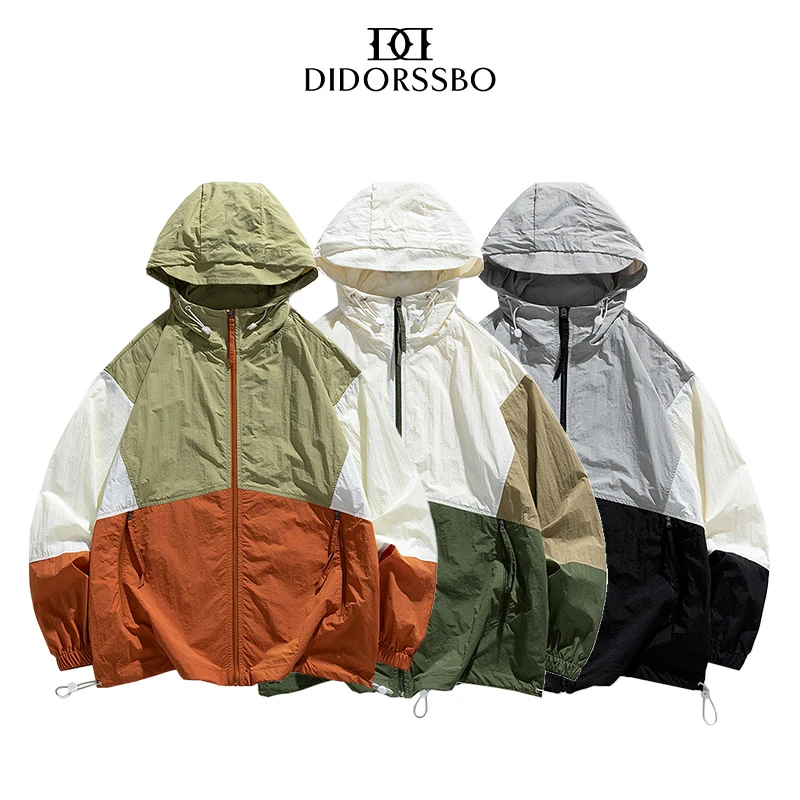 DIDORSSBO夏季男女款户外防泼撞色防紫外线UPF50+连帽防晒衣7709