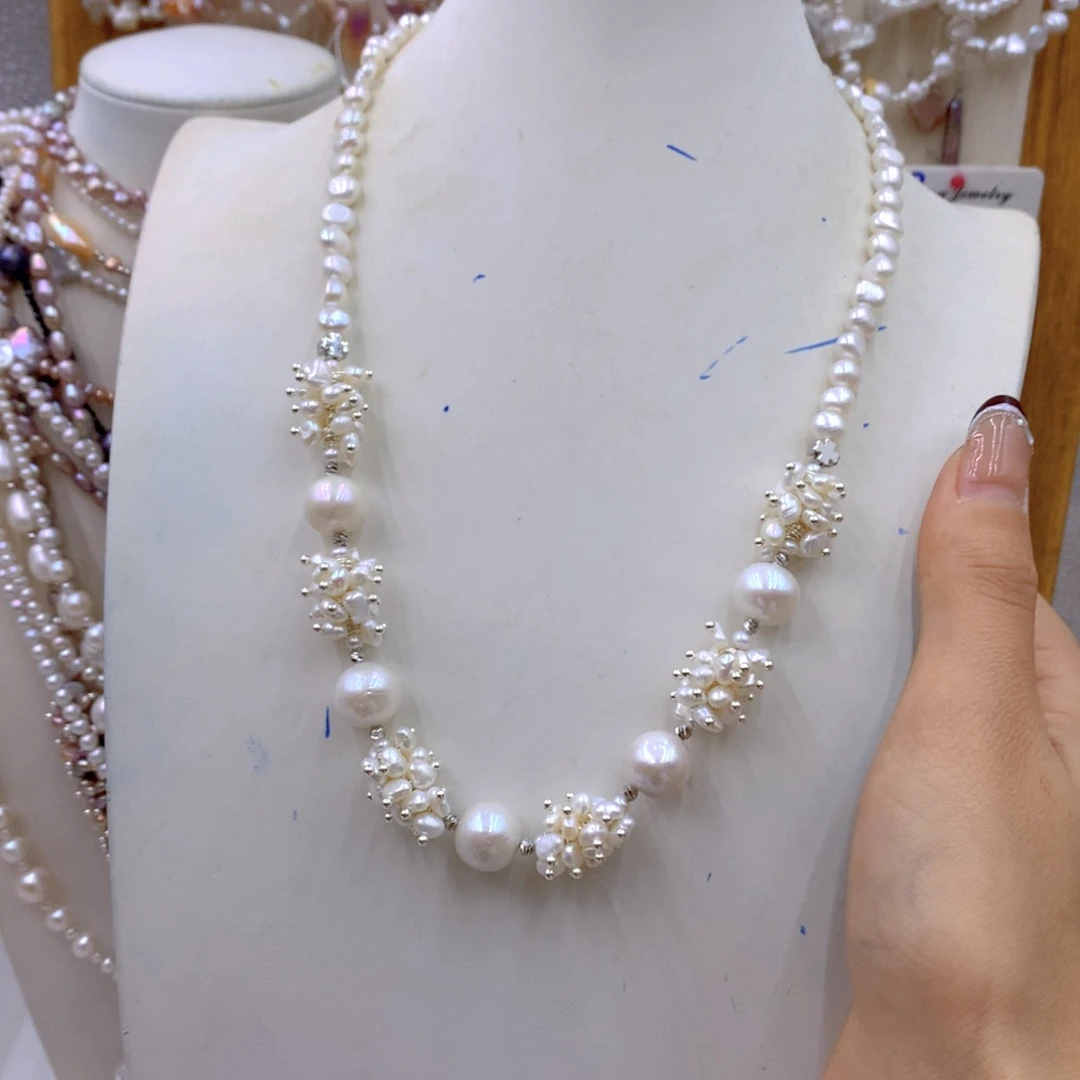 淡水珍珠耳饰银S925镶嵌裕****斑