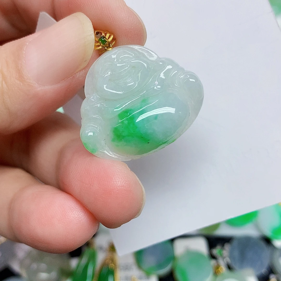 翡翠18K金镶嵌颈饰34556664