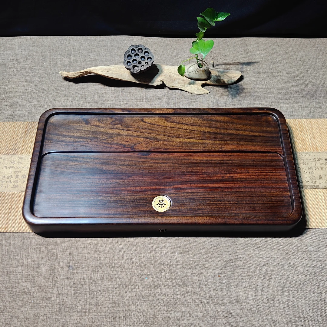 高端酸枝阔叶黄檀茶盘红木简约双层款茶盘手工经典好用，尺寸60*31