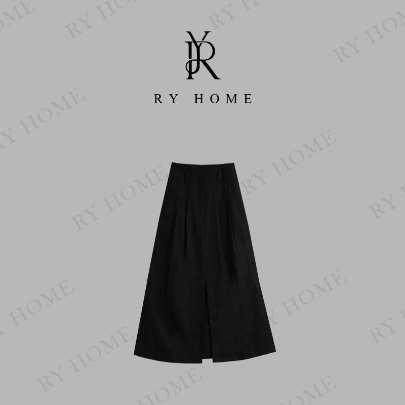 【容雨RYHOME】100%亚麻＋高腰气质显瘦休闲半身裙252Q1363