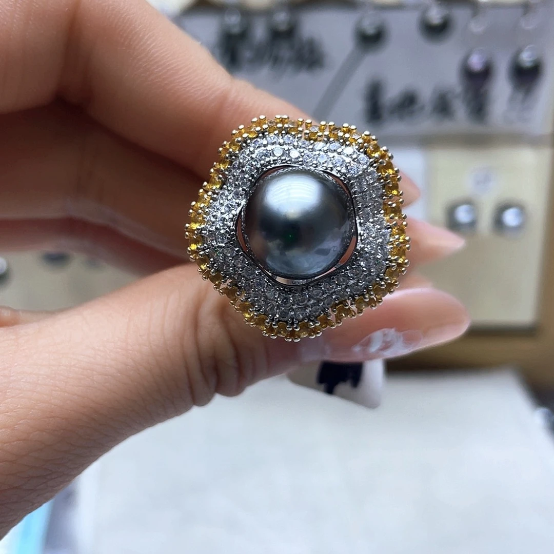 海水珍珠戒指银S925镶嵌