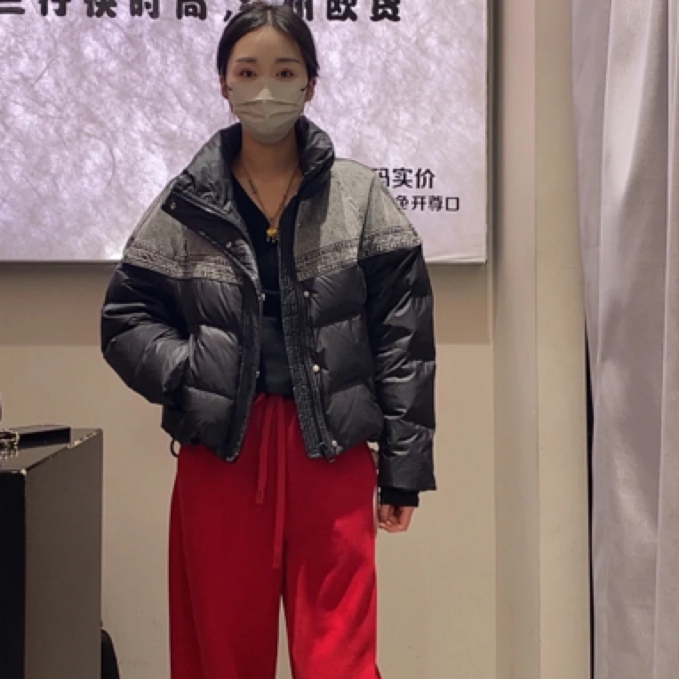 拼接女连帽宽松经典保暖潮流撞色韩版加厚黑色