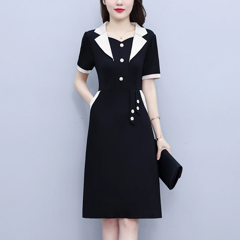 高级感西装领爆款妈妈装修身显瘦连衣裙2025夏季新款爆款气质裙子