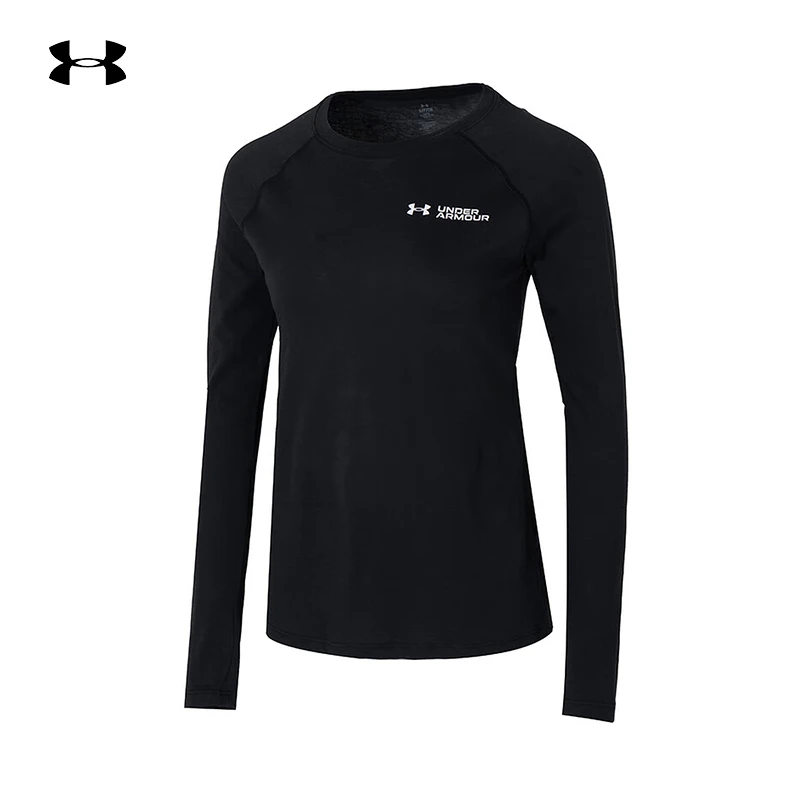 安德玛UA长袖T恤女装春季新款圆领打底衫 1374188-002