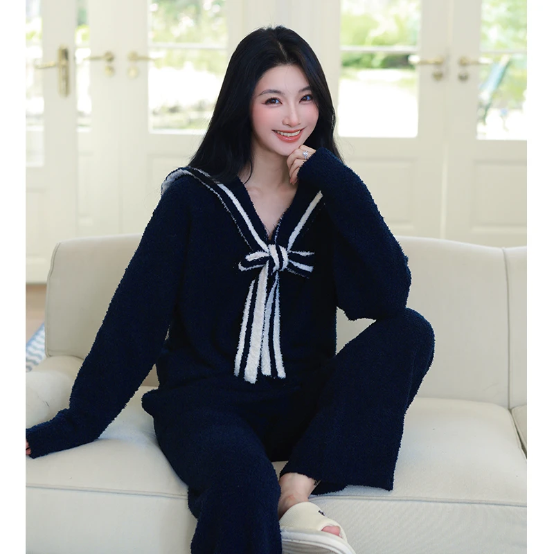 莫里伊【蓝调甜心】小众时尚设计休闲可外穿保暖睡衣家居服