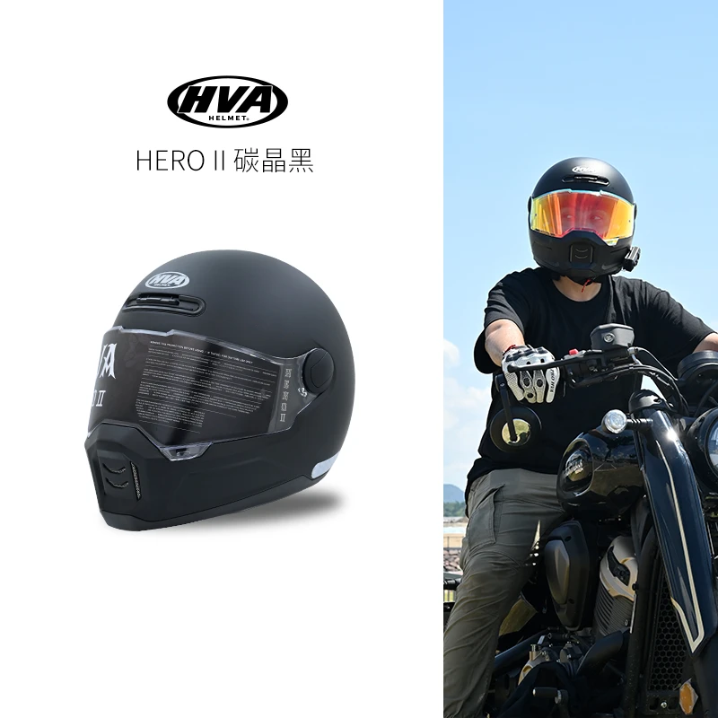 HVA复古HERO II全盔机车摩托车头盔女蓝牙耳机槽保暖轻便无负担