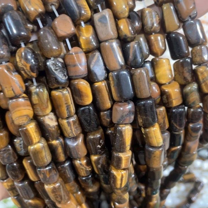 贝壳非金属2条天然虎睛桶珠有瑕