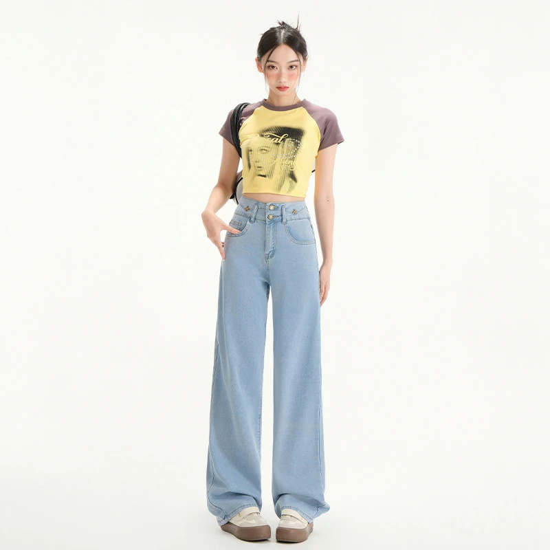 牛仔裤女夏季薄款2025新款垂感莱赛尔天丝冰丝夏天裤子直筒阔腿裤