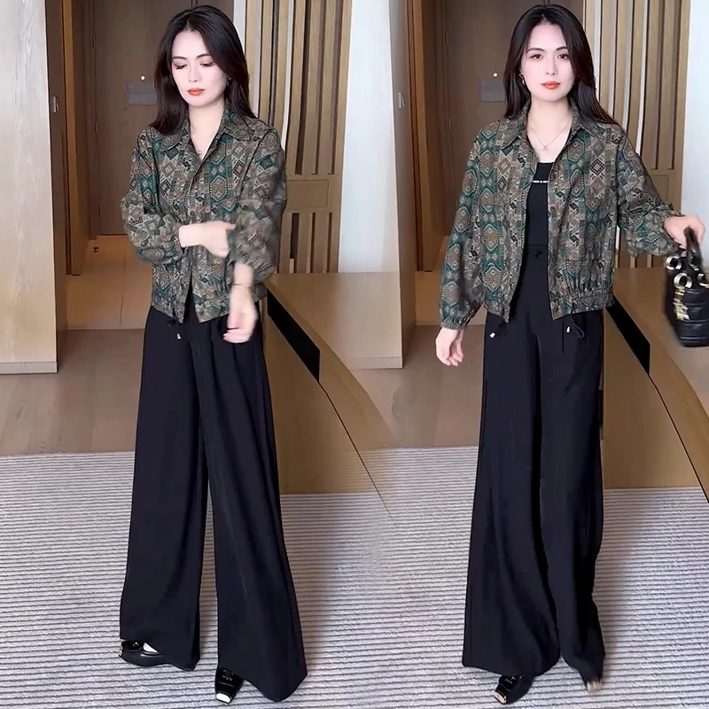 时尚印花短外套女2025秋季新款宽松显瘦小个子百搭休闲夹克上衣潮