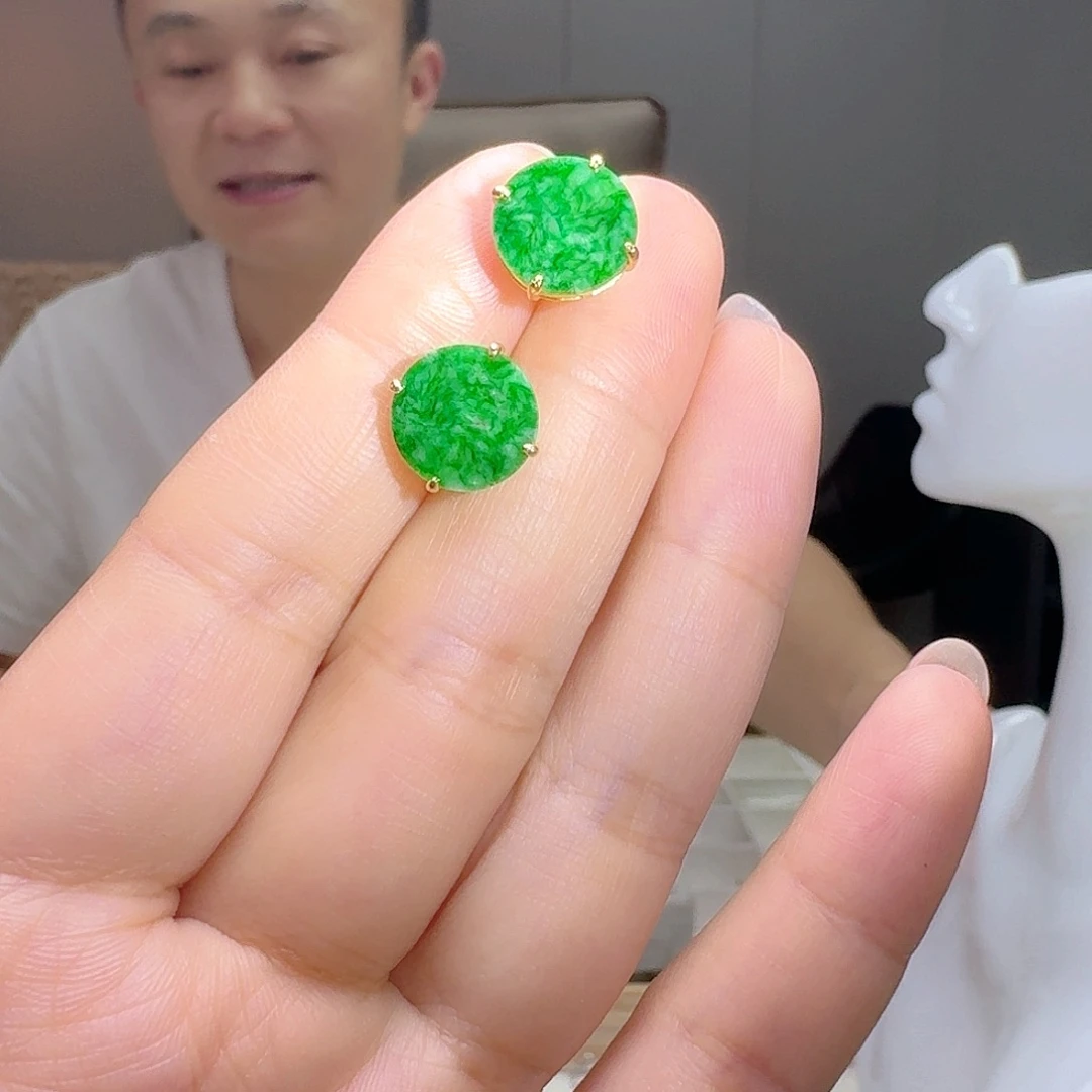 翡翠银S925镶嵌耳饰多样性发货其一