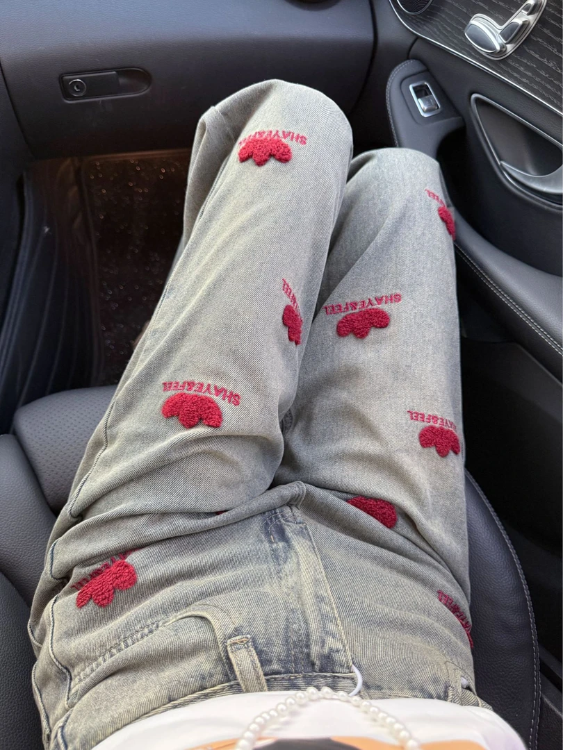 牛仔裤女夏季今年流行重工刺绣休闲时尚洋气百搭高腰显瘦直筒裤子