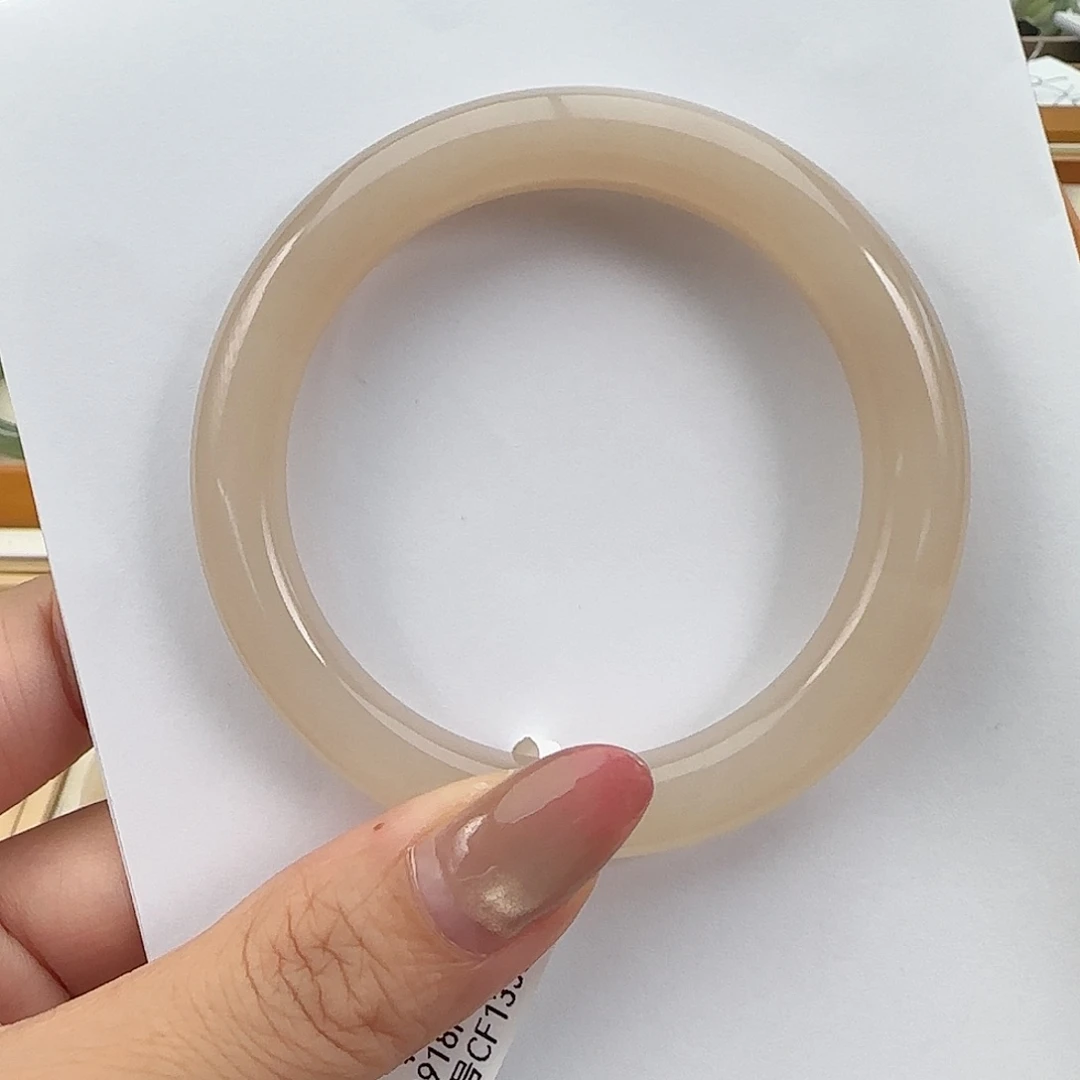 和田玉未镶嵌手镯温柔 红粉 精致窄正圈55-56特色大漏