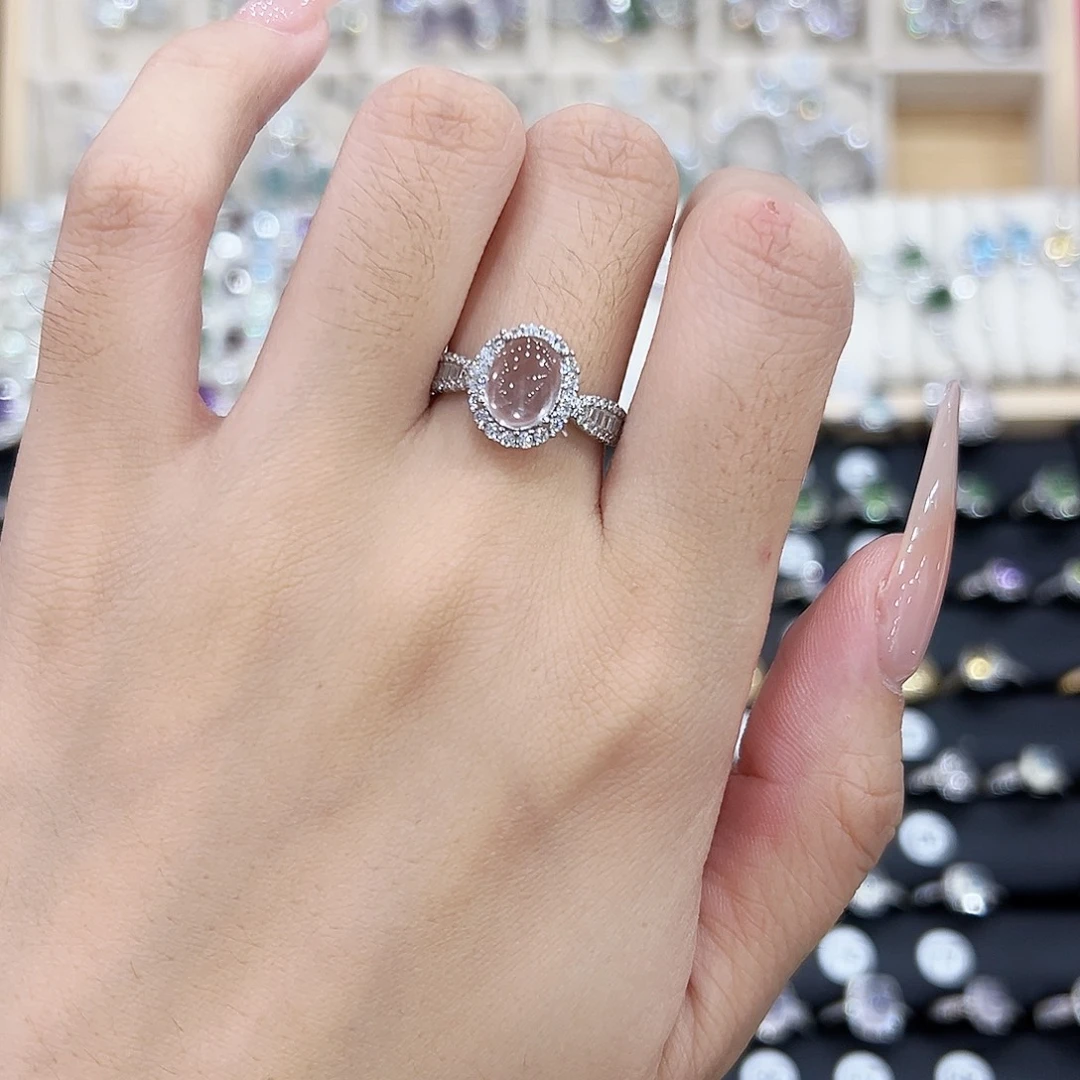 岫玉银S925镶嵌戒指