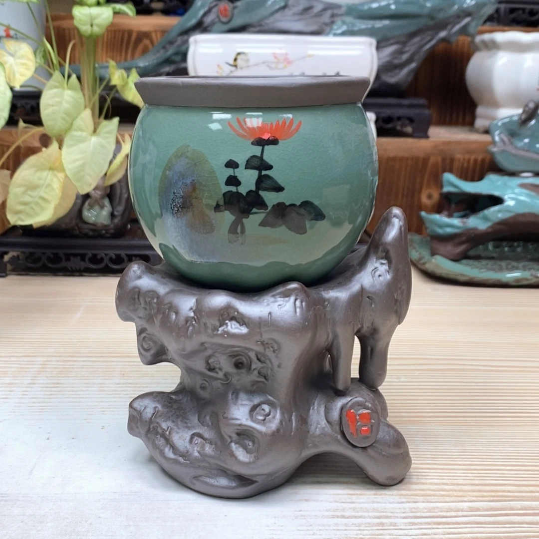 紫砂花盆陶瓷艺术花盆陶瓷
