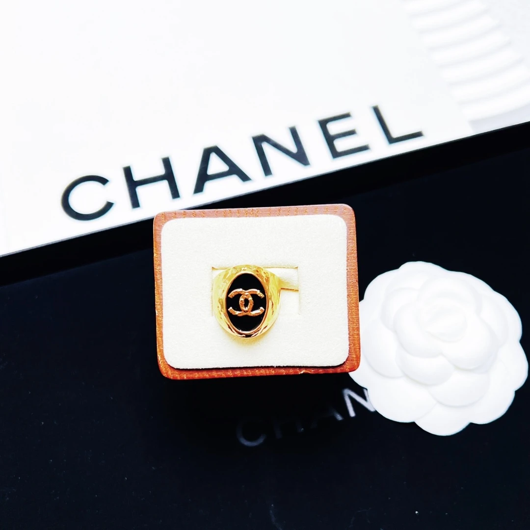 95新 Chanel/香奈儿 柚礼中古/香奈儿黑金双C戒指HZ502024