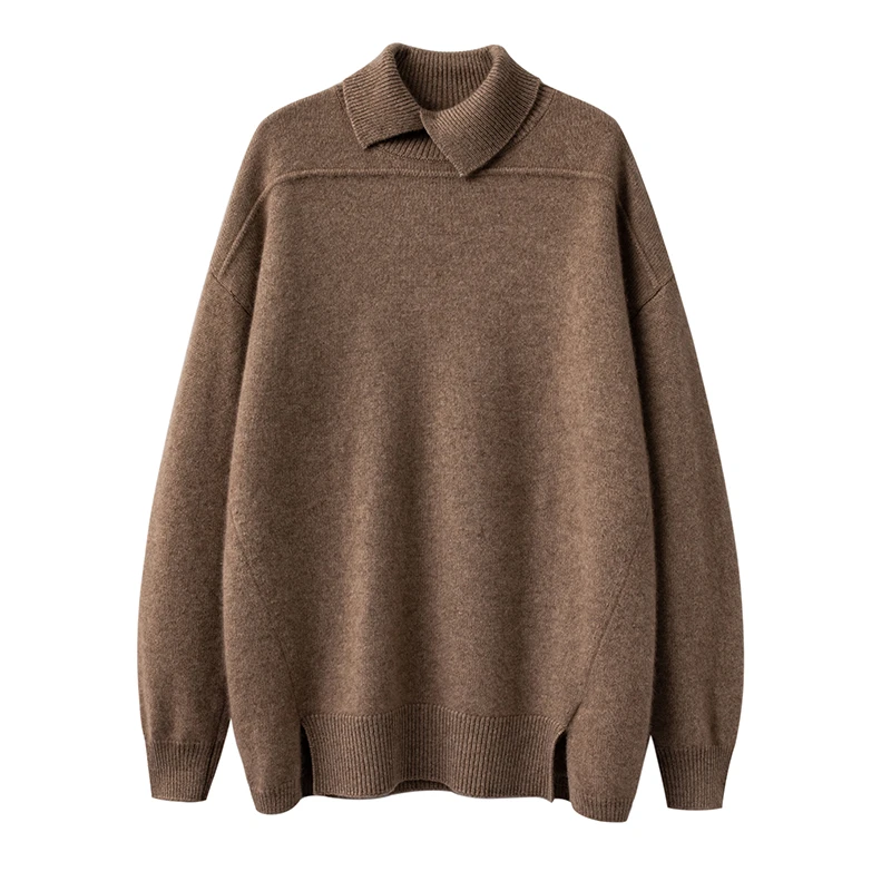 100纯山羊 绒时髦领口套头羊绒衫毛衣