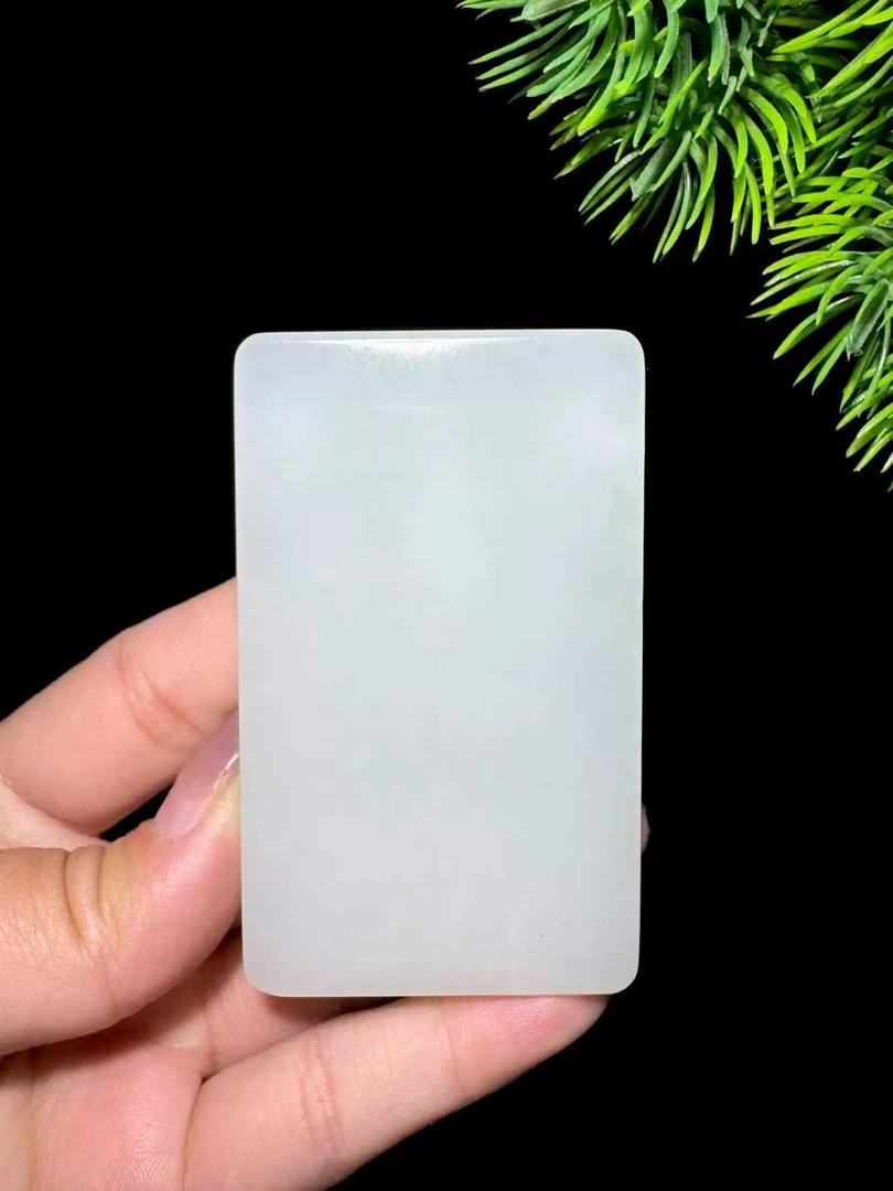 山料羊脂白玉素面平安无事牌挂件男女款