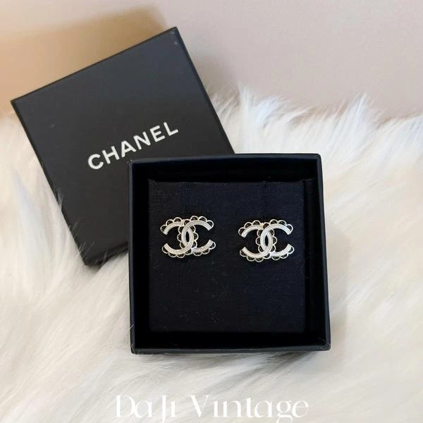 大吉中古/Chanel香奈儿24b珐琅黑白耳夹