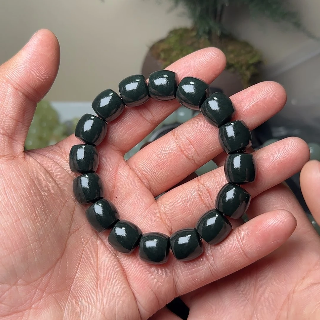 和田玉未镶嵌手串天然沙枣青卡14多样性拍一发一