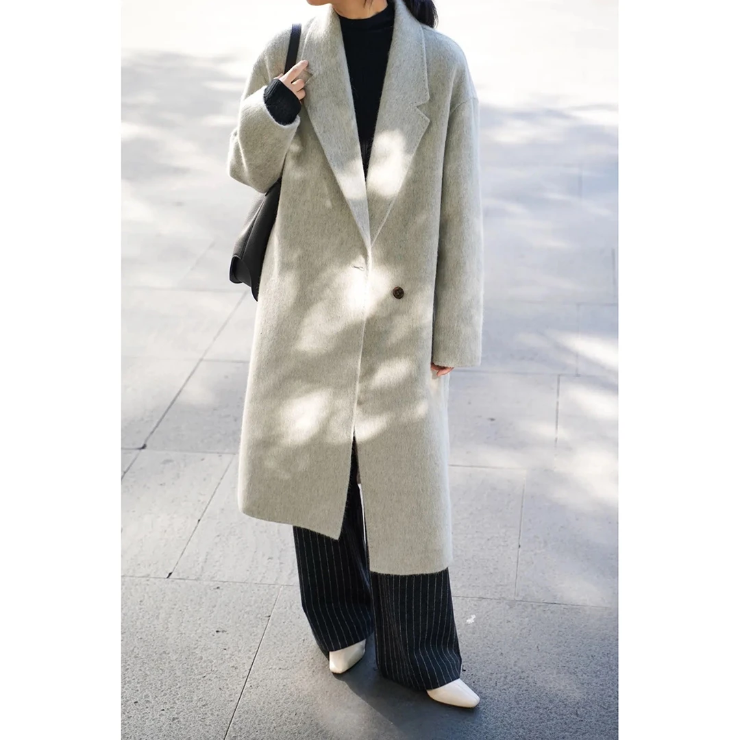 （稀缺货源）火桐hooton 皮亚琴察100羊驼毛双面呢长款大衣ZB0066