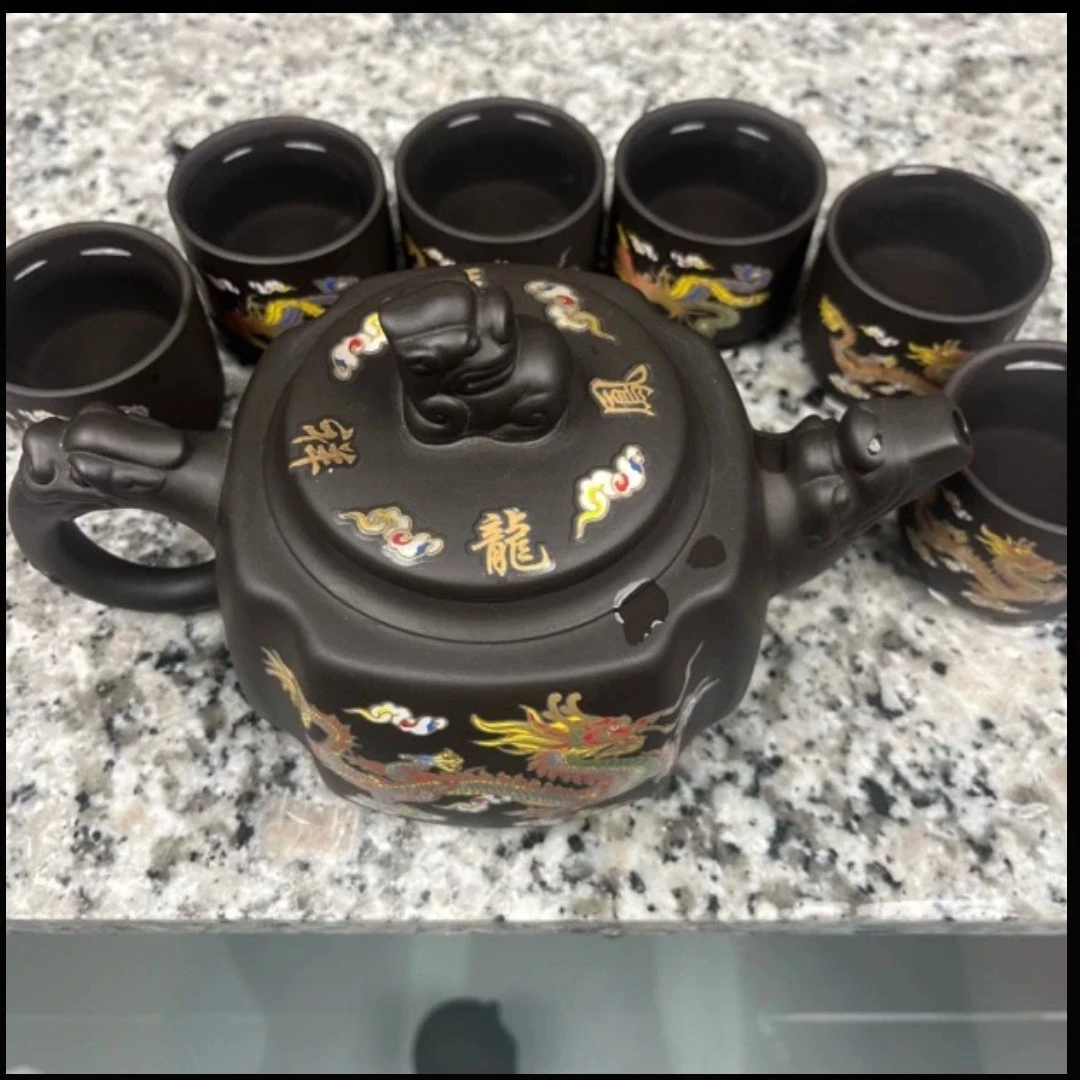 四方龙凤一壶六杯变色凤鸣七件套