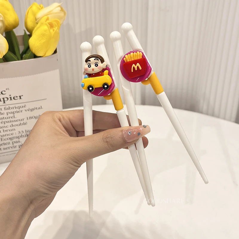 儿童学习训练筷可爱卡通蜡笔小新家用宝宝练习虎口筷防滑618大促