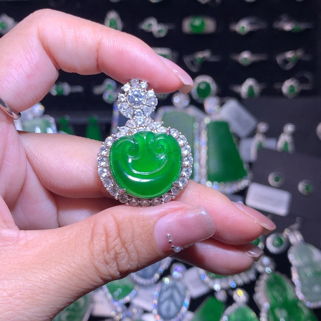 【闪购商品】翡翠银S925镶嵌颈饰天然翡翠