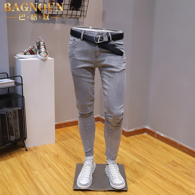 巴格奴牛仔裤男士夏季新款时尚高端修身小脚中低腰休闲薄铅笔裤子